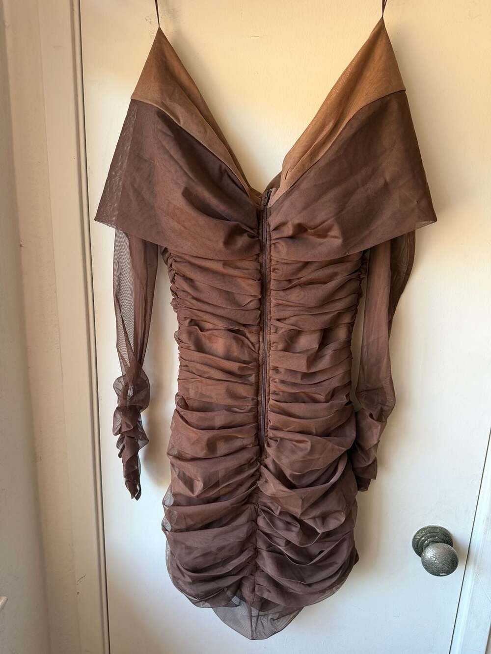 Fashion Nova Coco Mesh Mini Dress Size M Chocolate - Picture 7 of 8